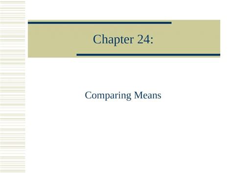 Ppt Chapter 24 Comparing Means Comparing Two Means Population Model