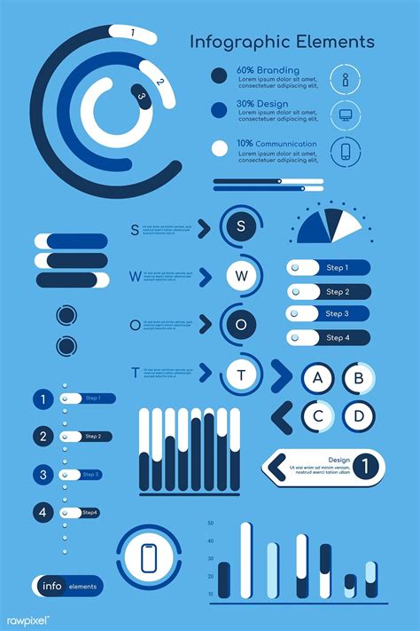 Blue Infographic Design Elements Vector Collection Premium Image By