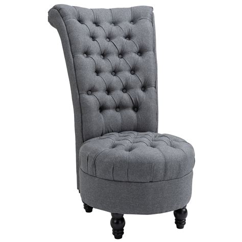 Homcom Retro High Back Armless Royal Accent Chair Fabric Upholstered