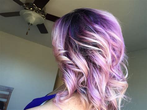 Purple Ombré Hair Dark Roots With Light Purple Pink Ends