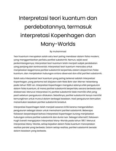 Interpretasi Teori Kuantum Dan Perdebatannya Interpretasi Teori