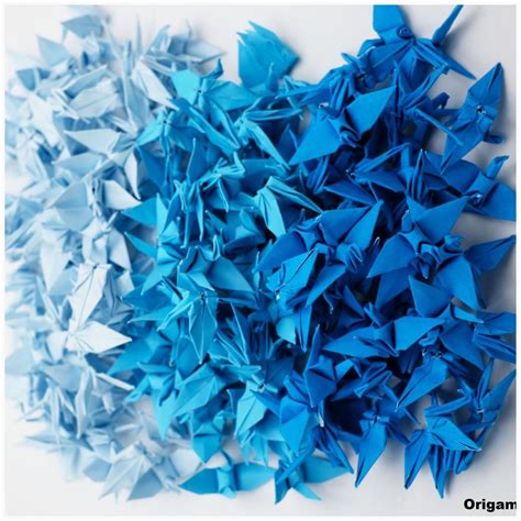 1000 Origami Paper Crane Blue Shade Tone Made Of 100 500 Small Etsy