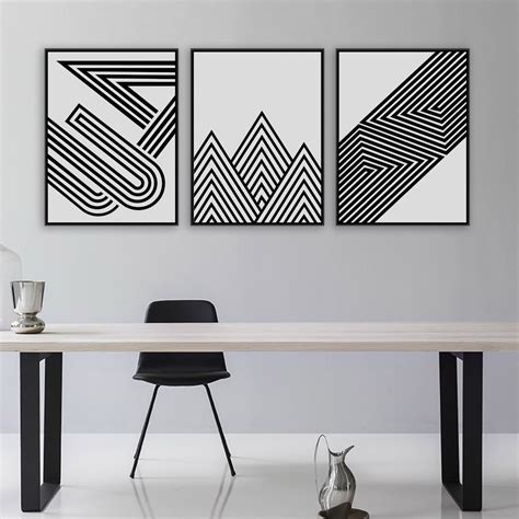 black white modern minimalist geometric shape art prints poster abstract wall picture canvas