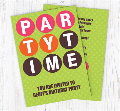 Party Time Party Invitations Personalise Online Plus Free Envelopes