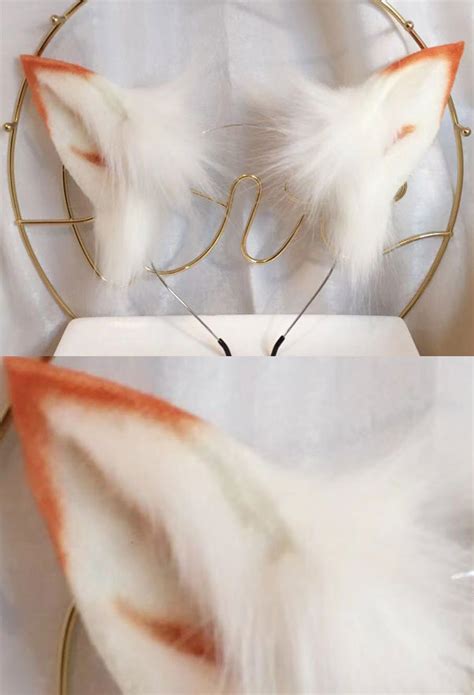 Original Arctic Fox Ears Headband And Tail Kc Set Handmade Faux Fur