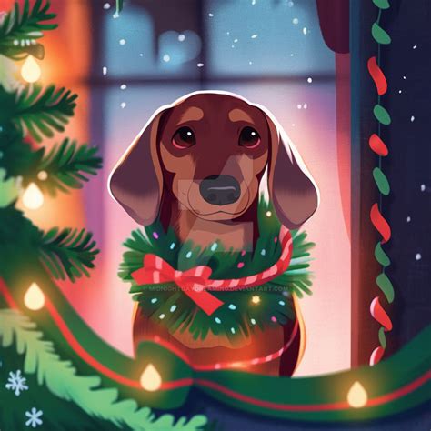 Merry Dachshund Christmas By Midnightdaydreaming On Deviantart