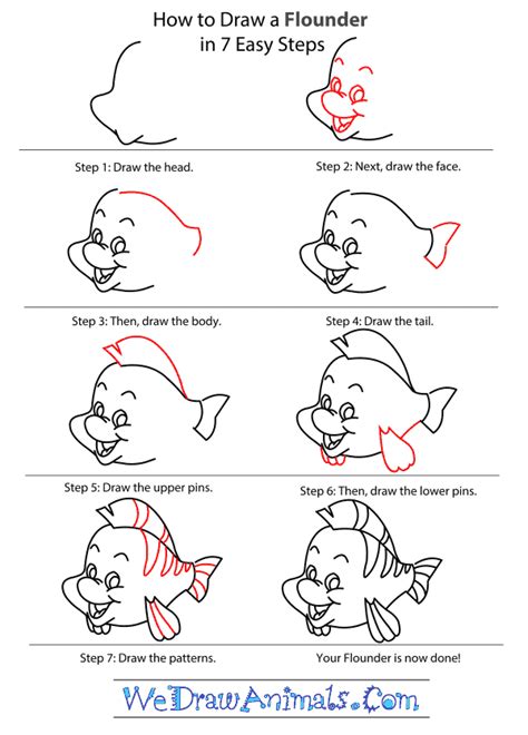 How To Draw Flounder From The Little Mermaid