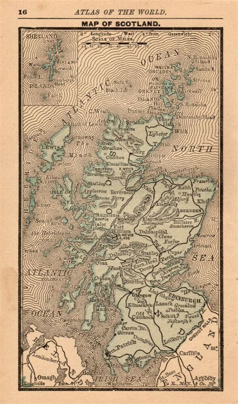 1888 Antique Scotland Map Rare Miniature Map Of Scotland Or Ireland Map