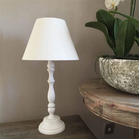 White Washed Distressed Table Lamp With Empire Shade By Cowshed