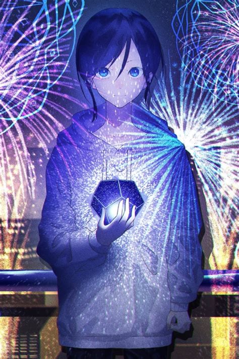 Wallpaper Hoodie Anime Boy Blue Eyes Fireworks Resolution