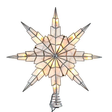 Ksa 15 Lighted Silver Capiz Shell Star Christmas Tree Topper Warm