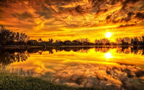 Sunset Reflection Lake Wallpapers Wallpaper Cave