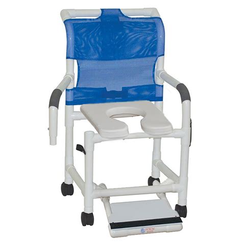 Mjm Shower Chair 18 With Double Drop Arms Slide Out Footrest And Open