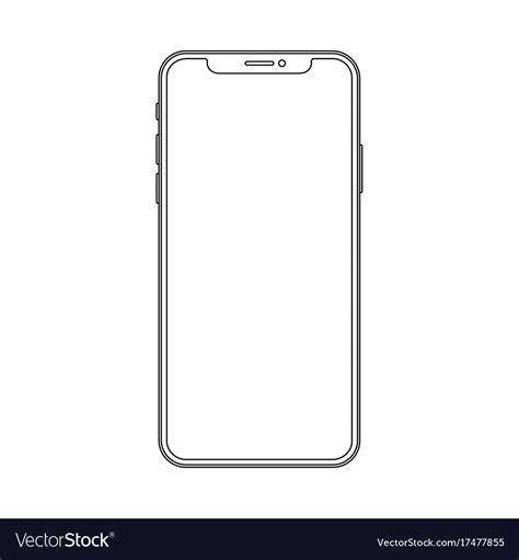 Outline Line Drawing Modern Smartphone Elegant Vector Image