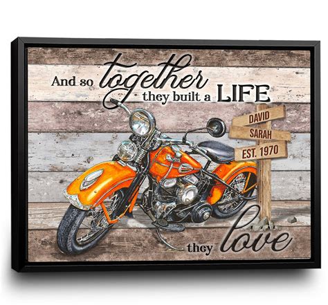 Personalized Anniversary T For Him Motorcycle Wall Art Together