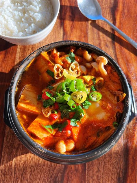 Kimchi Tofu Soup Meal For One Recipe Easy Korean Recipe