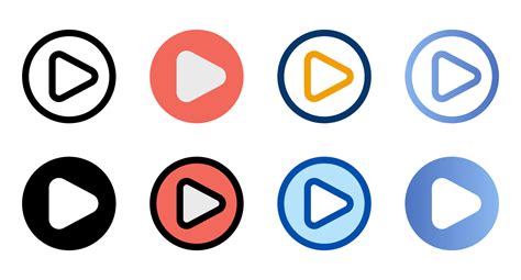 Play Button Icons In Different Style Play Button Icons Different