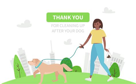 Thank You For Cleaning Up After Your Dog Girl Walking Up With Dog