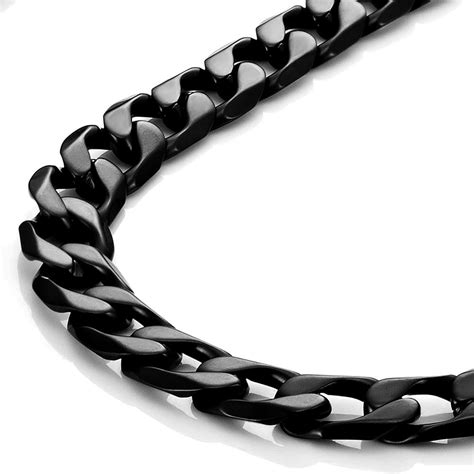 Urban Jewelry Powerful Mens Necklace Black 316l Stainless Steel Chain