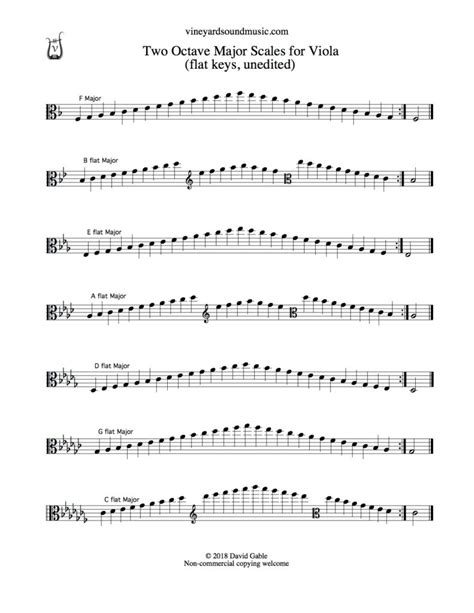 Viola Major Scales Two Octaves Flat Keys Vineyard Sound Music