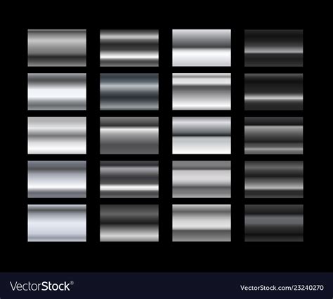 Different Metal Gradients Set Royalty Free Vector Image