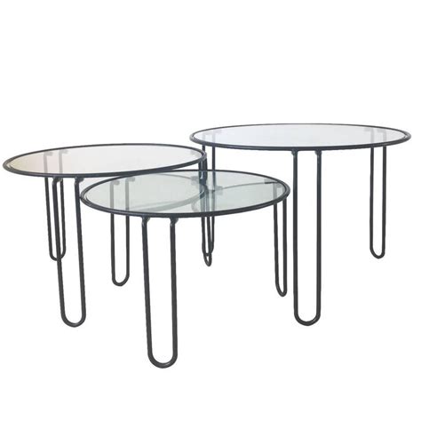 Smile back glass coffee table 39.4'' coffee tables for living room black table center. Set of Three Mid-Century Metal and Glass Black Coffee ...