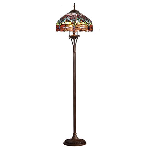 Bieye L10522 18 Inches Dragonfly Tiffany Style Stained Glass Floor Lamp