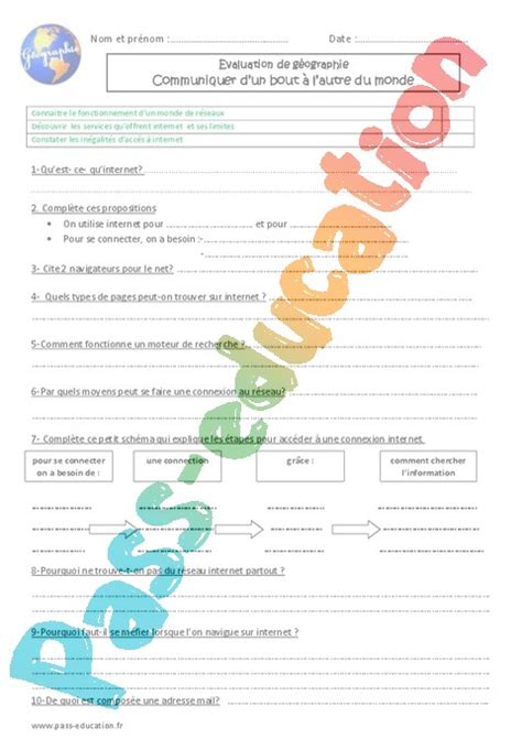 Evaluation Communiquer par internet : CM2 - Cycle 3 ...