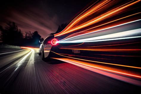 Premium Photo Long Exposure Of A Car Driving At Night With Its