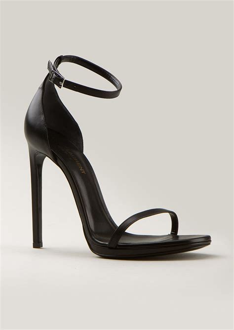 Check spelling or type a new query. Saint Laurent Black Leather High Heels Sandals in Black | Lyst
