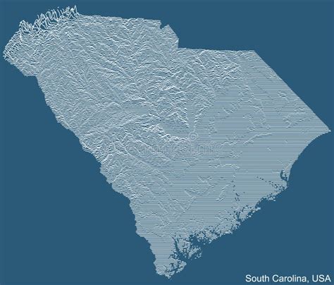 Blue Topographic Map Of South Carolina Usa Stock Vector Illustration