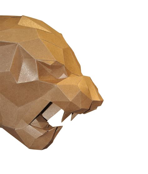 Tiger Head Papercraft Sculpture Pdf Template Panther Polygonal Low Poly