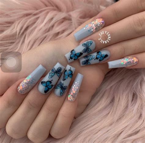 Coffin Nails Butterfly Nail Cute Acrylic Nails Butterfly Nail Designs