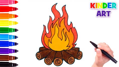 Как нарисовать костер с дровами поэтапно How To Draw A Campfire
