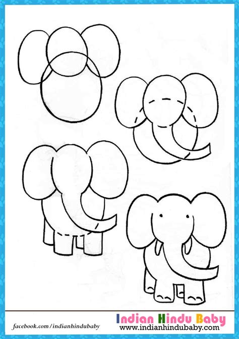 Just draw a small bean like shape in the middle of the page as it is the centre of. Elephant step by step drawing for kids - Indian hindu baby
