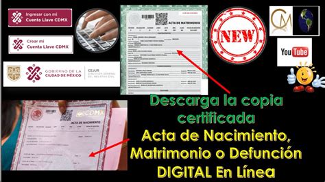 Descarga La Copia Certificada Del Acta De Nacimiento Matrimonio Defunci N Digital En L Nea