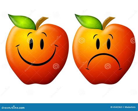 Happy And Sad Cartoon Apples Stock Illustration Illustration Of