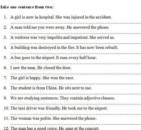 Free interactive exercises to practice online or download as pdf to print. Relative Clauses Worksheet