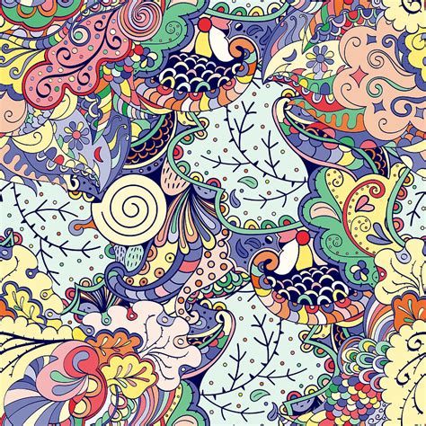 Tracery Seamless Pattern Mehndi Design Ethnic Colorful Doodle Texture