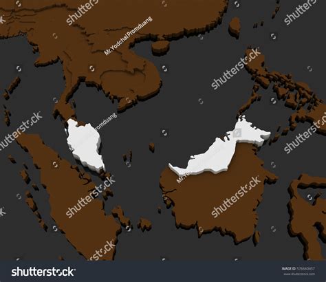 Malaysia Map Brown Background 3d Rendering Stock Illustration 576660457