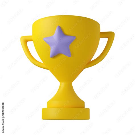 3d Trophy Cup Icon Vector Prize Award Illustration Isolated On White