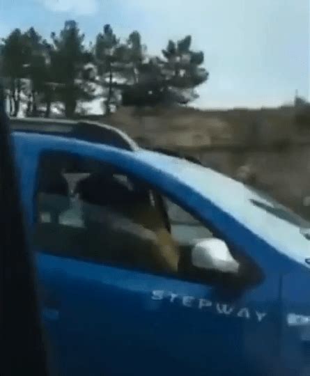shocking moment randy couple caught having sex in car while driving in the middle lane of a