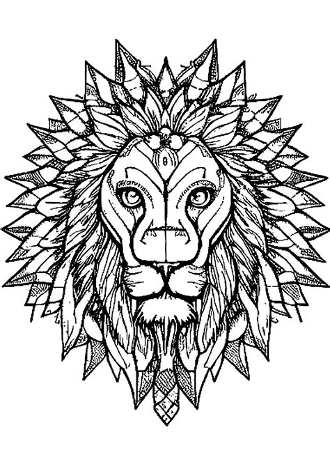 Lions Head Mandala Style Coloring Page · Creative Fabrica