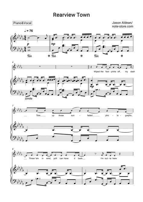 Jason Aldean Rearview Town Sheet Music For Piano With Letters