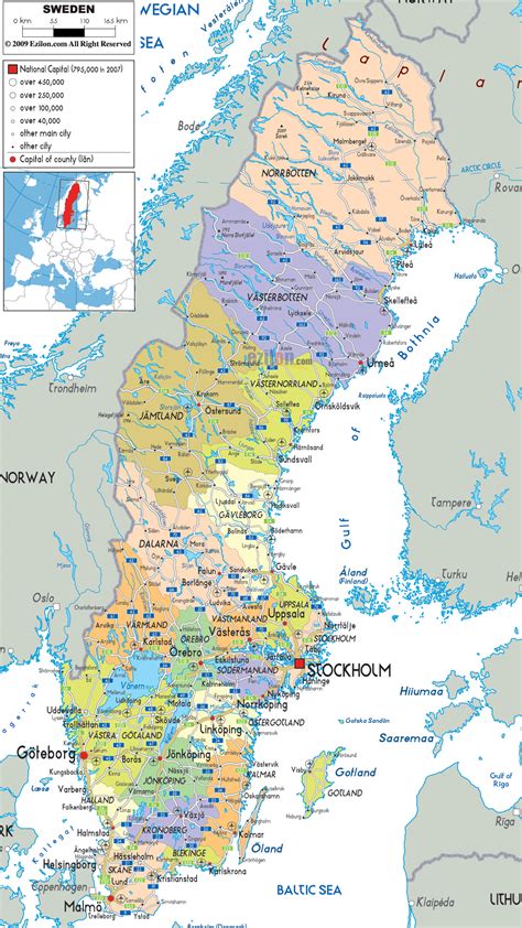 Large Detailed Political And Administrative Map Of Sweden