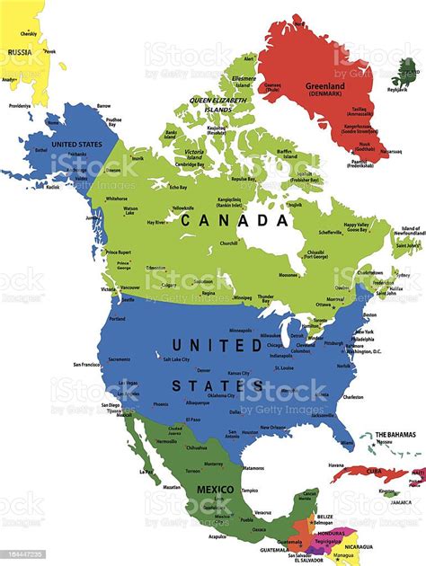 Mapa Político De América Del Norte Illustracion Libre De Derechos