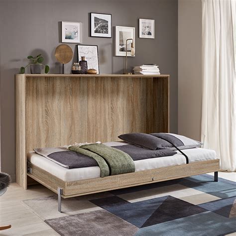 Juist Wooden Horizontal Foldaway Double Bed In Planked Oak Furniture
