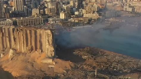 Beirut Explosion Aerial Shots Of Blast Site World News Sky News