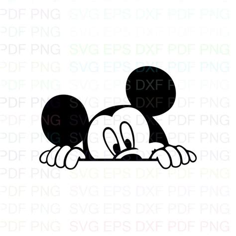 Mickey Peeking Mickey Mouse Outline Svg Stitch Silhouette Etsy