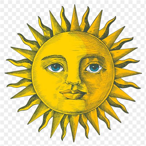 Hand Drawn Sun With A Face Premium Png Sticker Rawpixel